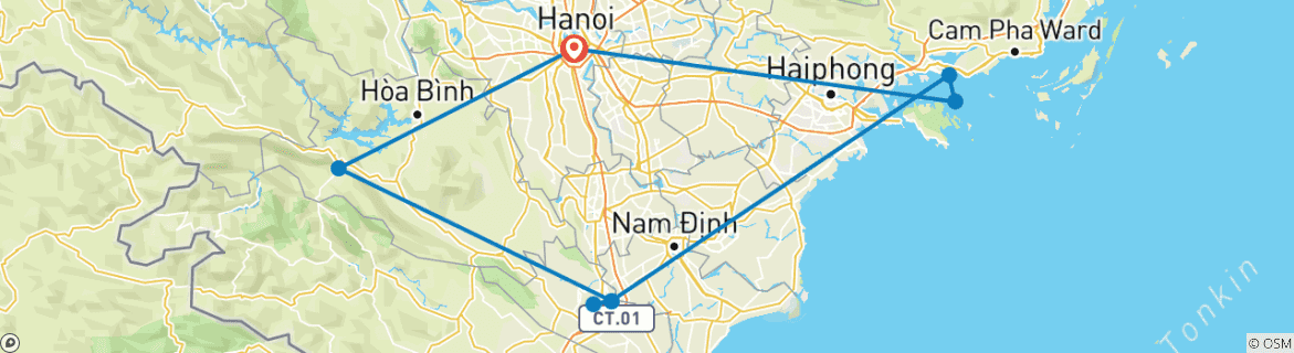 Image d'une carte montrant l'itinéraire du circuit