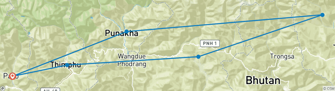 Karte mit der Reiseroute