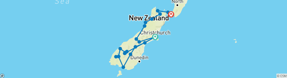 Image d'une carte montrant l'itinéraire du circuit