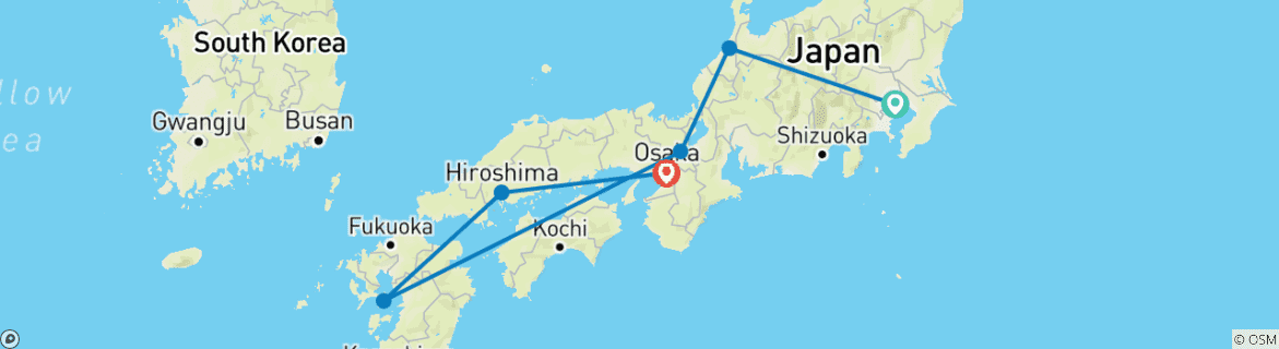 Carte du circuit Essentiel Japon (6 destinations)