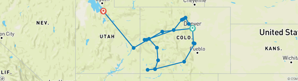 Mapa de Colorido Colorado: Parques, Picos y Panoramas con Canyon Spirit