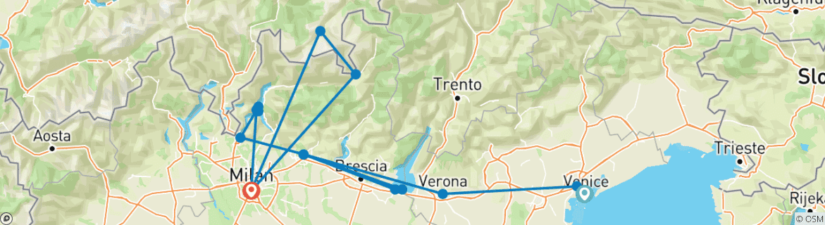 Image d'une carte montrant l'itinéraire du circuit