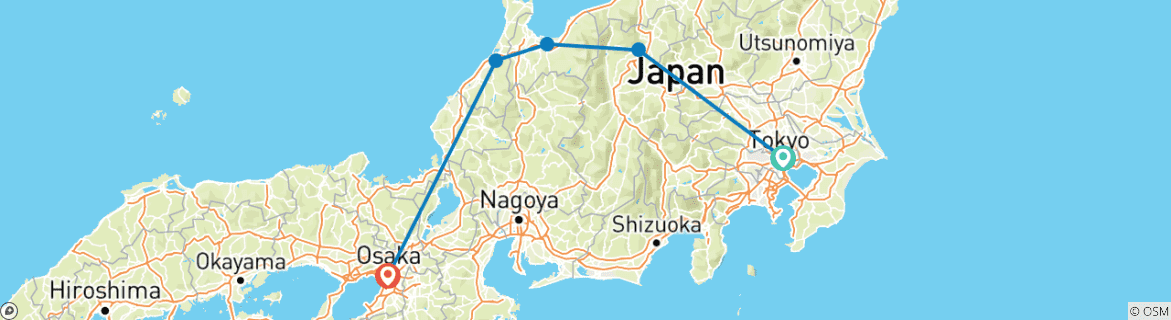 Karte mit der Reiseroute