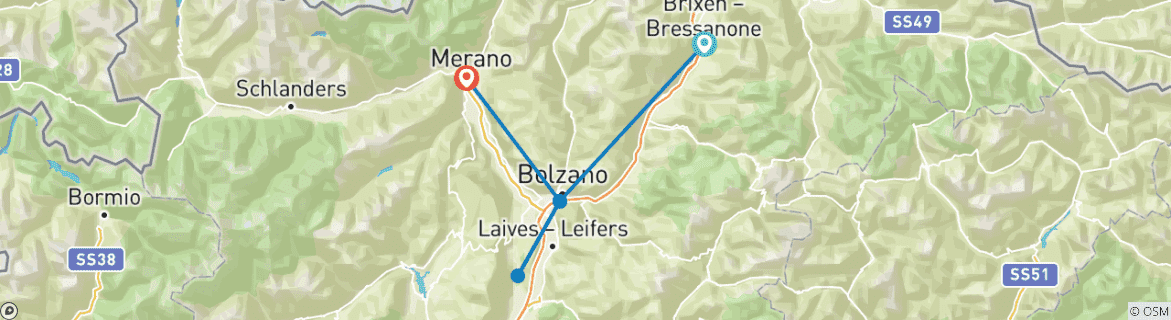 Image d'une carte montrant l'itinéraire du circuit