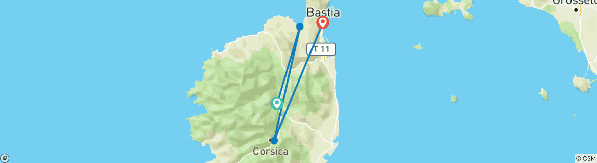 Image d'une carte montrant l'itinéraire du circuit