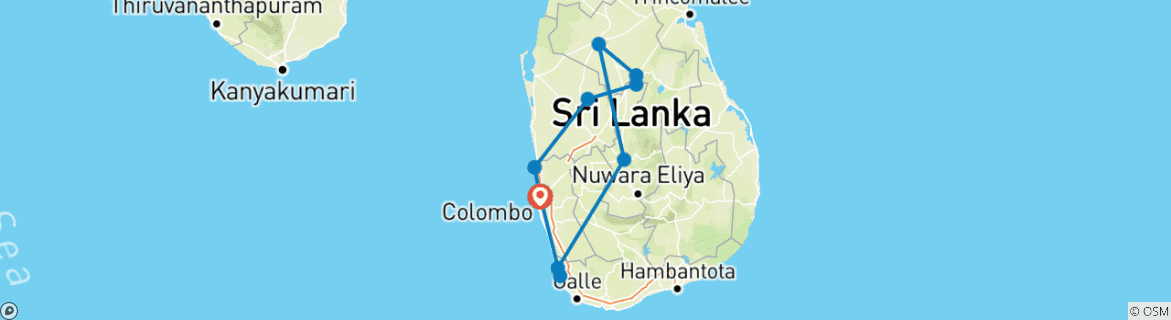 Karte mit der Reiseroute