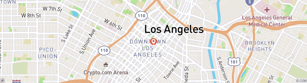Carte du circuit Merveilles de l'Ouest américain - Jours 1 - 12 Los Angeles
