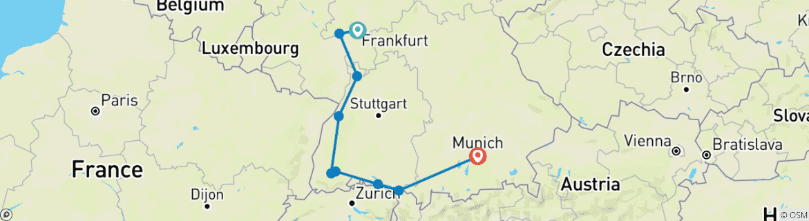 Image d'une carte montrant l'itinéraire du circuit