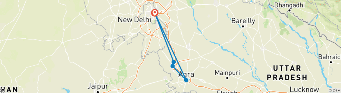 Image d'une carte montrant l'itinéraire du circuit