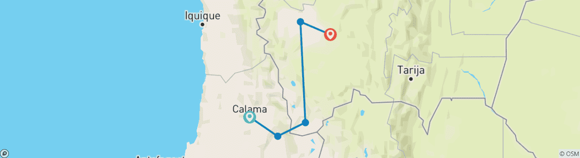 Carte du circuit Des étoiles au sel : Atacama et Uyuni