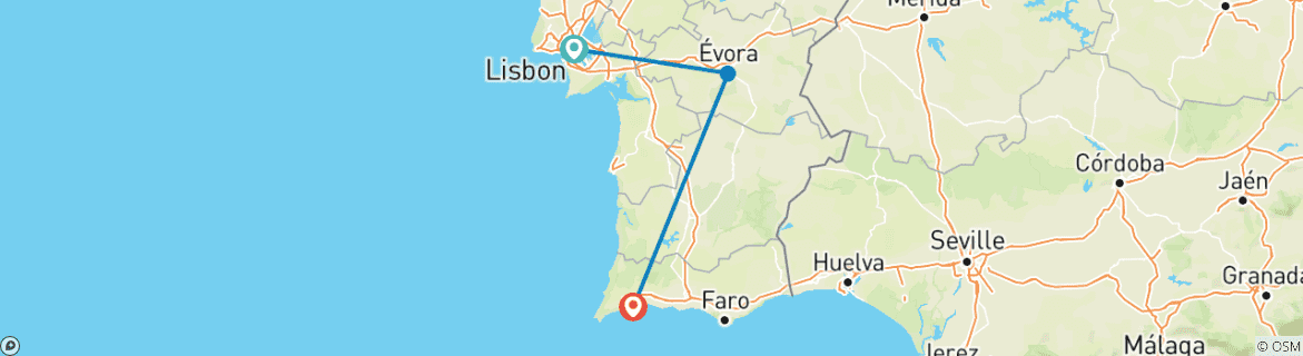 Foto van een kaart met de route van de rondreis