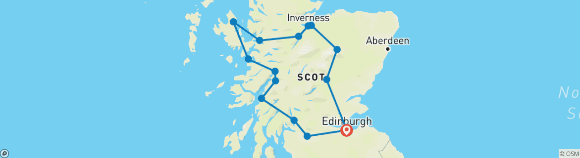 Karte von Schottische Highlands Unentdeckt - 5 Tage