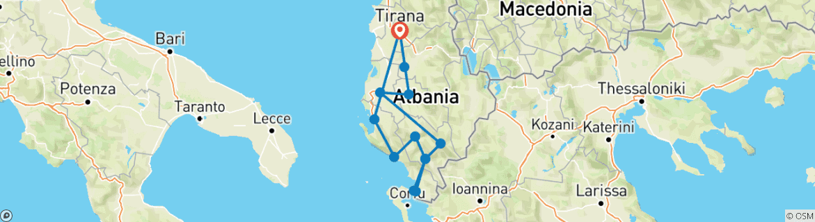 Foto van een kaart met de route van de rondreis