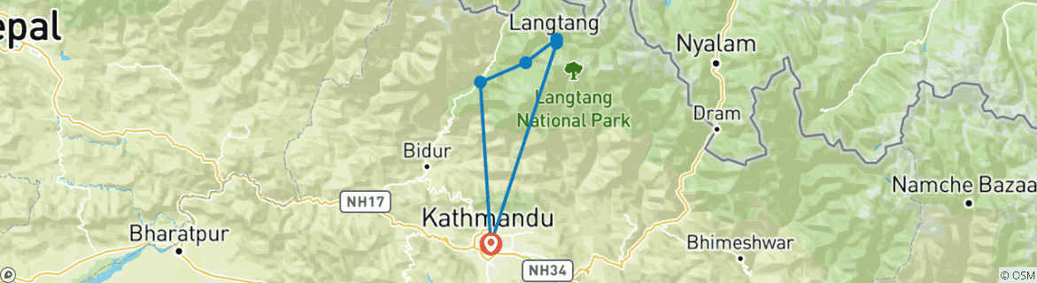 Image d'une carte montrant l'itinéraire du circuit