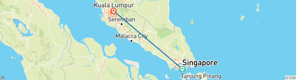 Carte du circuit De la métropole au paradis : Singapour, Kuala Lumpur et Pangkor Laut avec style