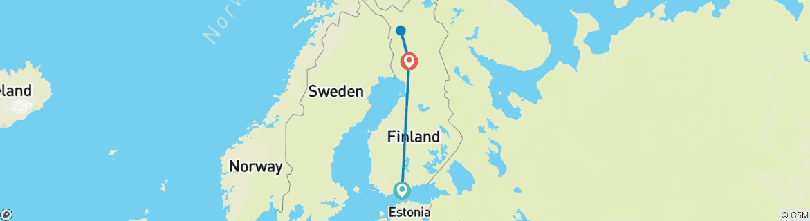 Carte du circuit Vacances en famille en Finlande (from Helsinki to Rovaniemi)