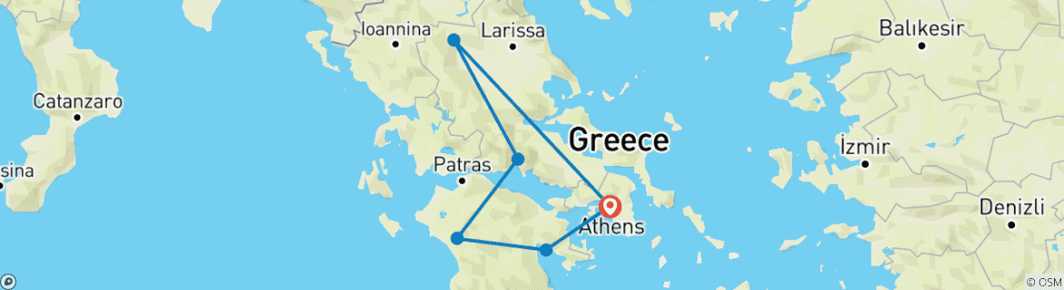 Image d'une carte montrant l'itinéraire du circuit