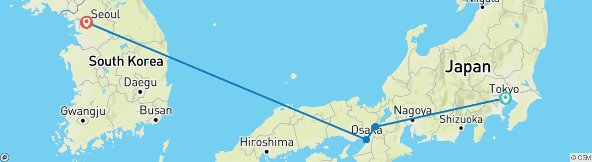 Foto van een kaart met de route van de rondreis