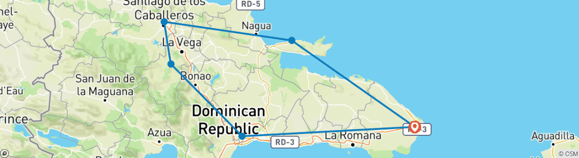 Image d'une carte montrant l'itinéraire du circuit