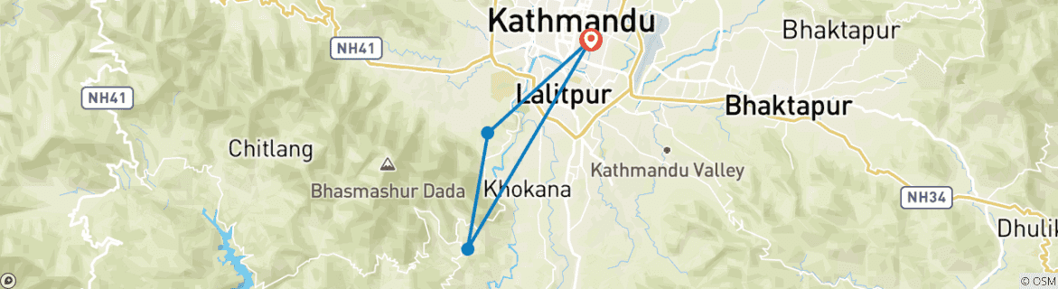 Image d'une carte montrant l'itinéraire du circuit