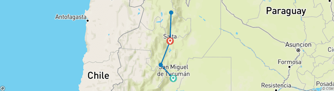 Foto van een kaart met de route van de rondreis