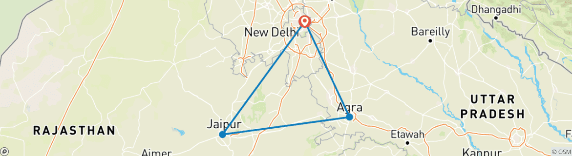 Image d'une carte montrant l'itinéraire du circuit