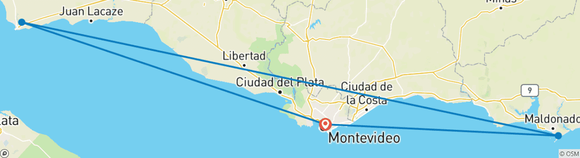 Foto van een kaart met de route van de rondreis