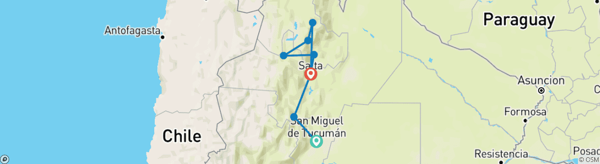 Foto van een kaart met de route van de rondreis