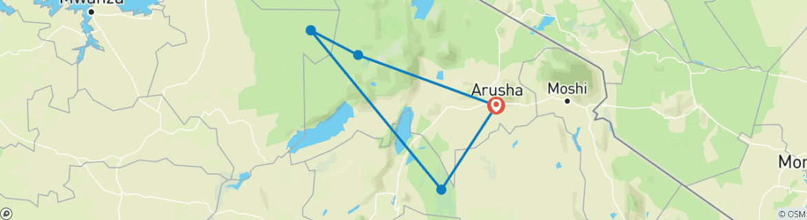 Image d'une carte montrant l'itinéraire du circuit