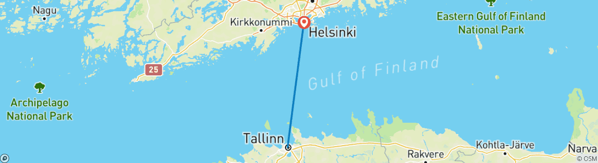 Karte mit der Reiseroute