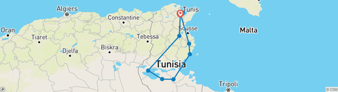 Carte du circuit Tunisie Eclipse Aventure 2027