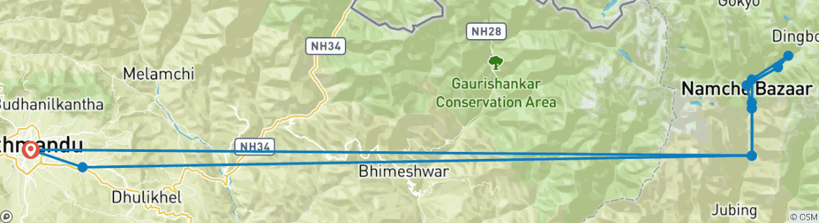 Foto van een kaart met de route van de rondreis