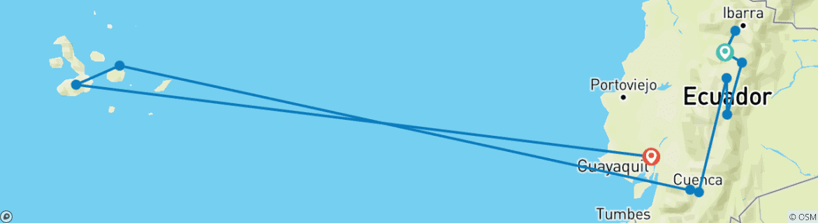 Image d'une carte montrant l'itinéraire du circuit