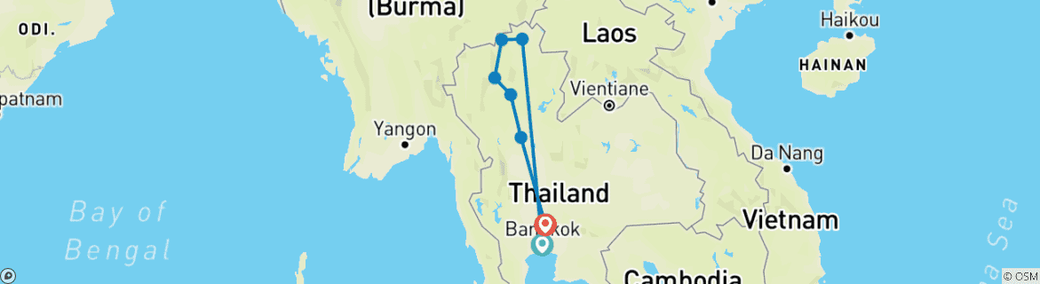 Karte von Thailands Highlights erleben (16 Tage)