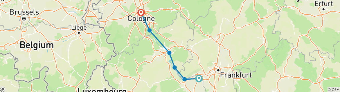 Image d'une carte montrant l'itinéraire du circuit