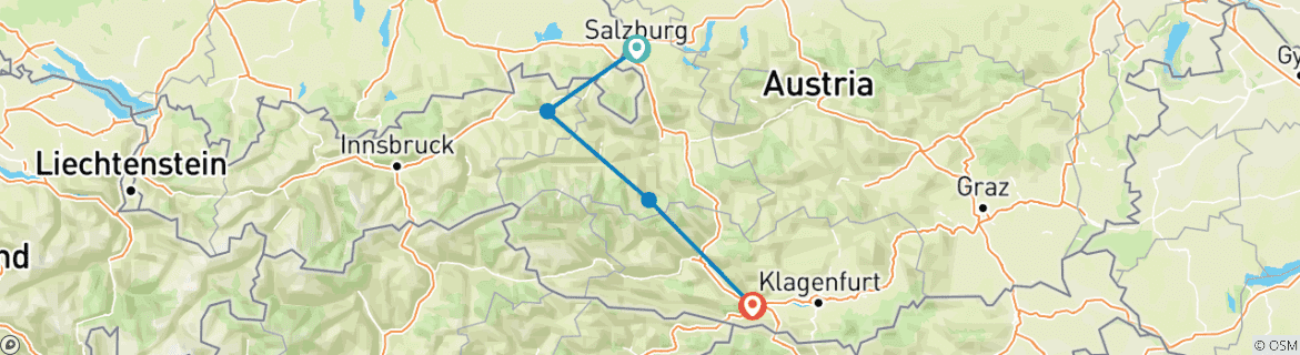 Image d'une carte montrant l'itinéraire du circuit