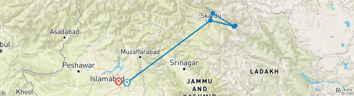 Image d'une carte montrant l'itinéraire du circuit
