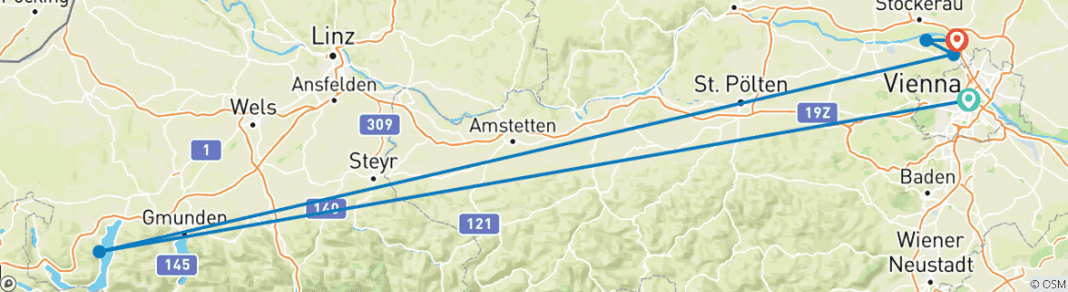 Image d'une carte montrant l'itinéraire du circuit