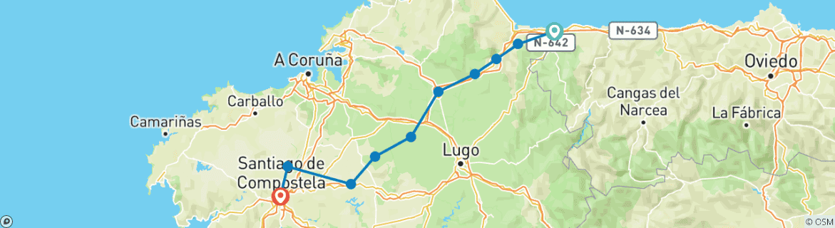 Image d'une carte montrant l'itinéraire du circuit