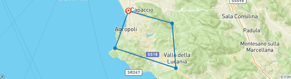 Karte mit der Reiseroute