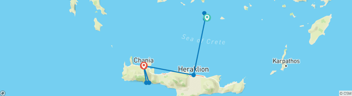 Karte mit der Reiseroute