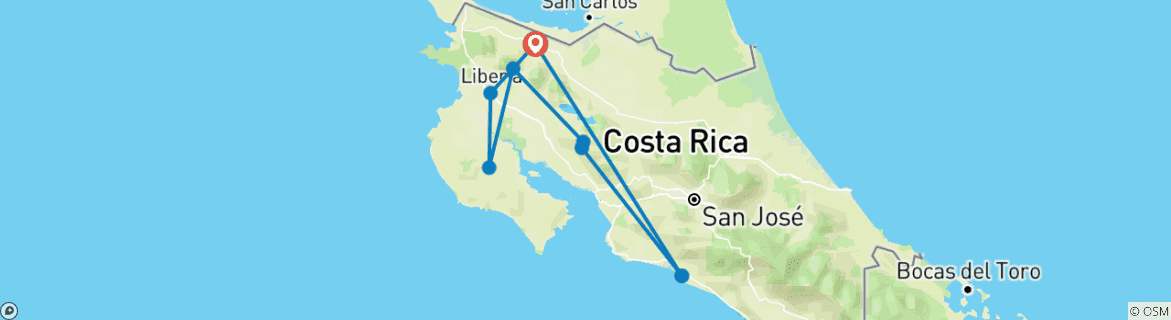 Map of Pazifiktour Costa Rica (8 Tage)