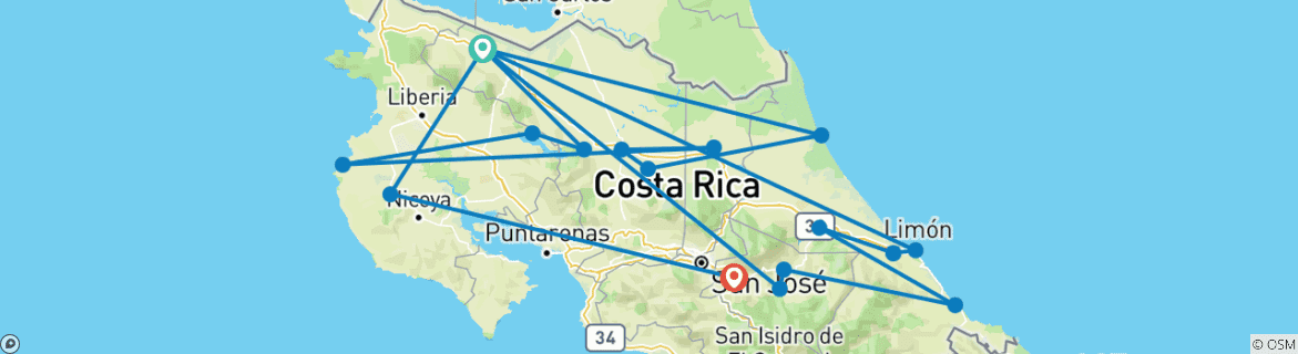 Image d'une carte montrant l'itinéraire du circuit