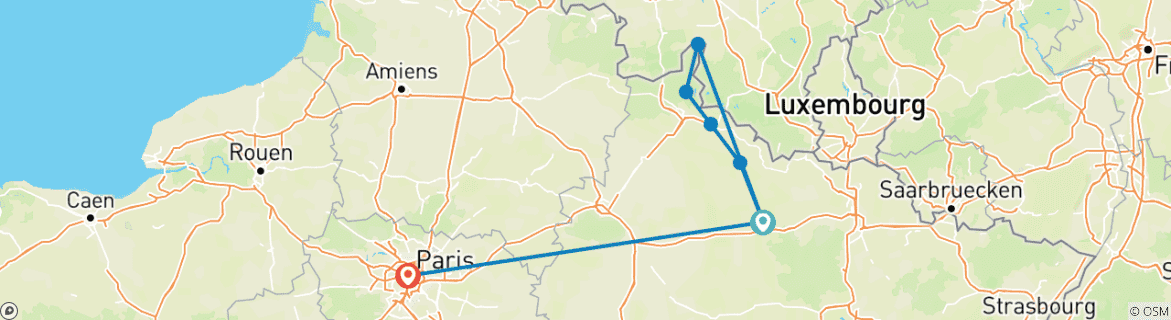 Foto van een kaart met de route van de rondreis