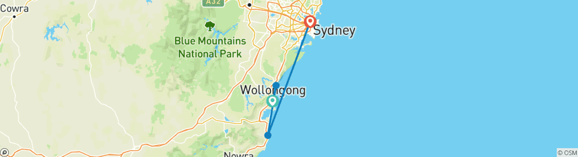 Image d'une carte montrant l'itinéraire du circuit