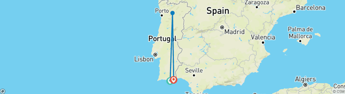 Karte mit der Reiseroute