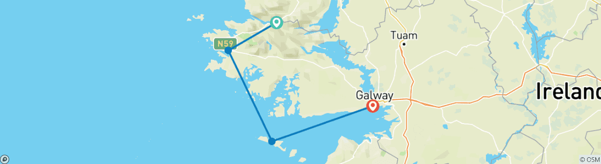 Carte du circuit Explorer les îles et les côtes sauvages et romantiques d'Irlande (7 jours)
