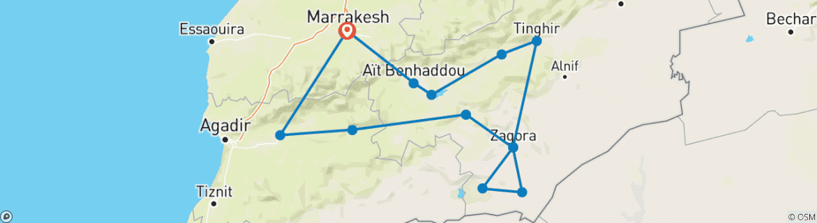 Carte du circuit Trekking dans le désert au Maroc - Sur les traces des caravanes (15 jours)