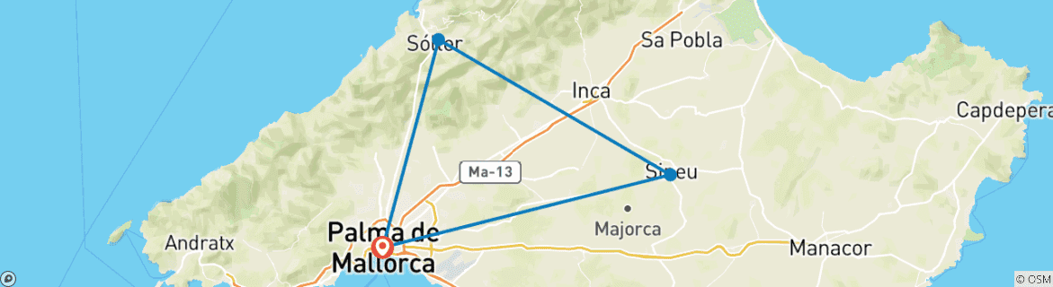Map of Mallorca - geführte E-Bike Reise - mediterrane Inselidylle (8 Tage)