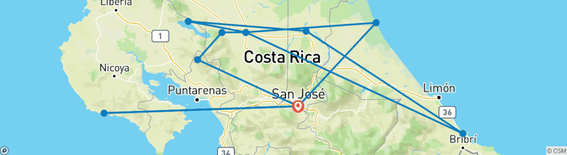 Karte mit der Reiseroute